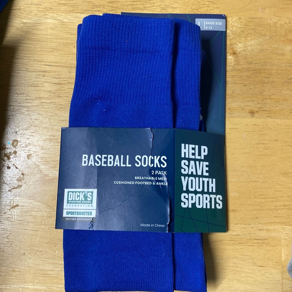 Royal blue baseball socks, size L